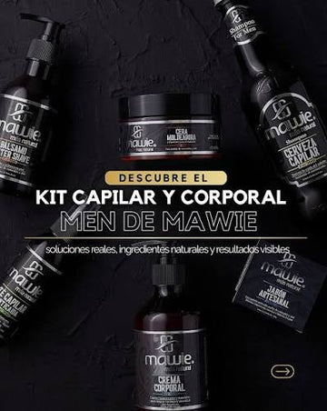 Mawie Men's Line Kit (Beer Shampoo + After Shave + Body Cream + Hair Tea + Soap + 200 ml Wax)